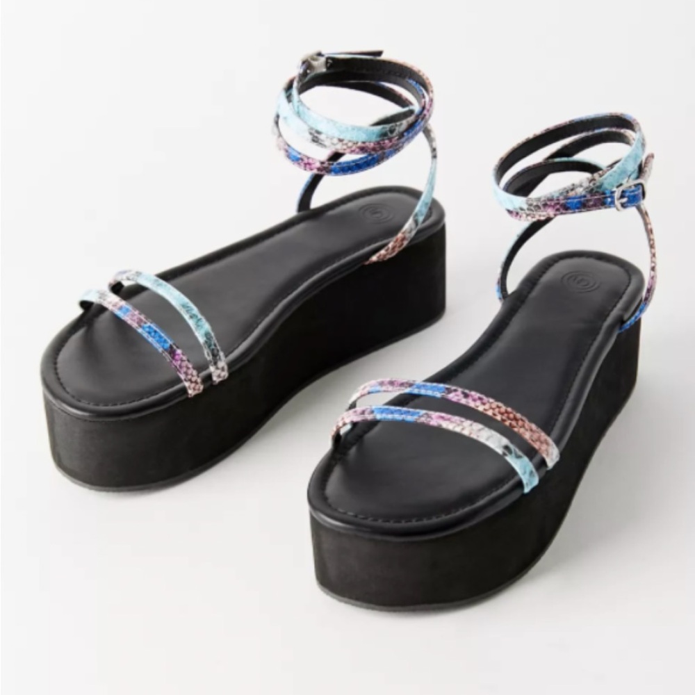 Urban Outfitters Black + Multicolor Platform Strappy Sandals